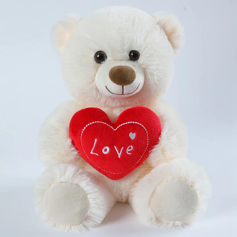 25CM Cute Heart Bear Dog Plush Toys Red Heart Print Love Creative Animal Stuffed Doll For Lovers Valentine\'s Day Gift