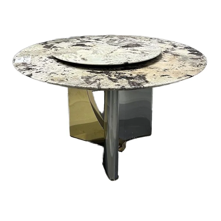 Luxury Thickened Iron Art Dining Table Home Use Stainless Steel Marble Stone Dining Table