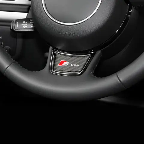 3D Carbon Fiber Black RS Logo S Line Emblem Car Steering Wheel Badge Sticker For Audi A1 A3 A4 A5 A6 A7 S3 S4 S5 S6 Accrssorie 10 best sales audi sline stickers - №3