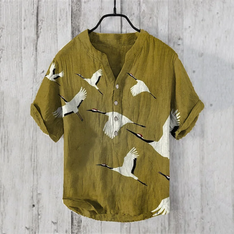 Spring and summer men's and women's shirts independent station casual fish pattern Hawaiian style printed shirts men's tops