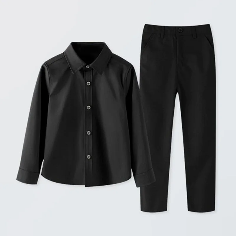 

4-16 Years Boys Clothing Sets Long Sleeve Button Shirt + Suit Pants Children Birthday Party Performance Outfits Kids Clothes Set
