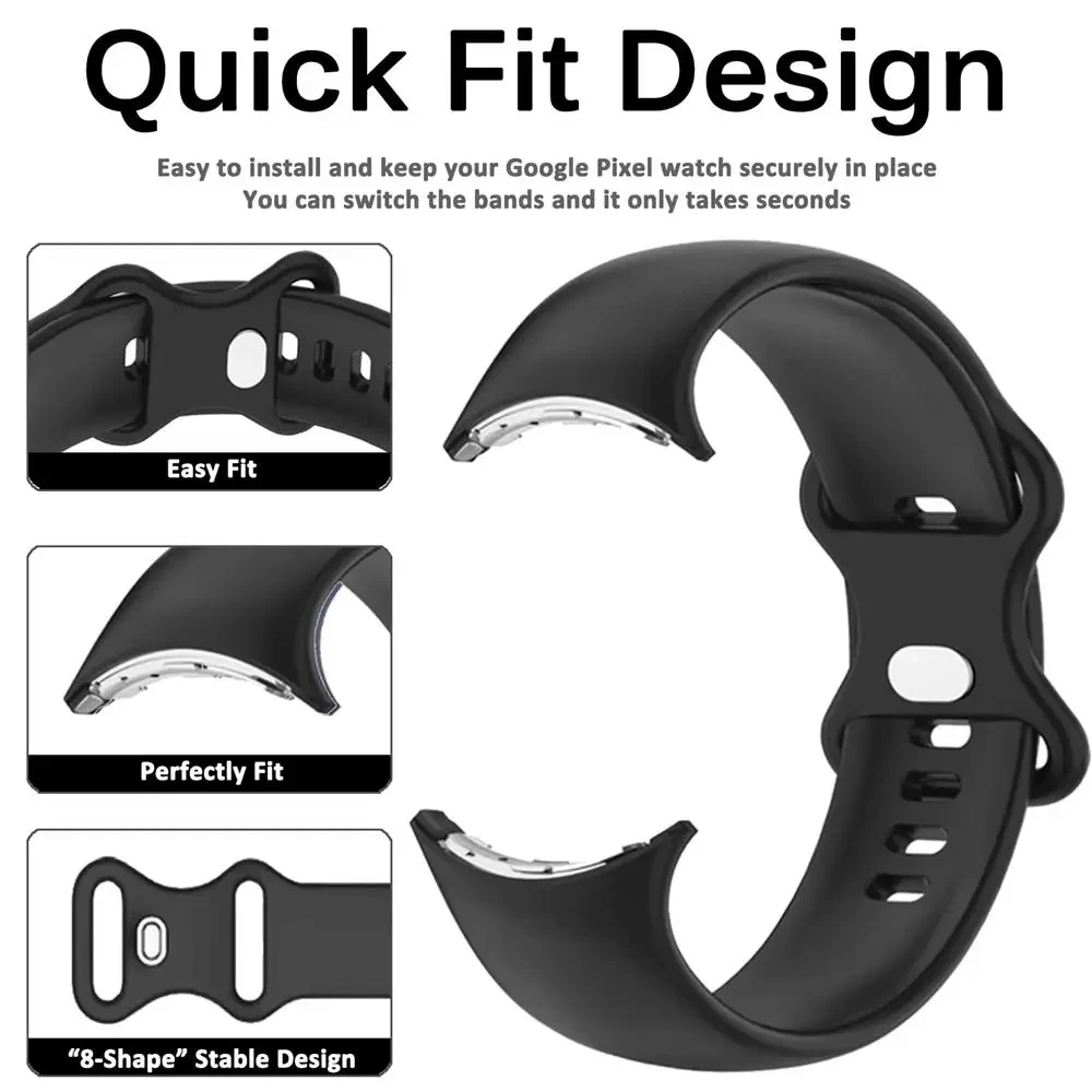 No Gaps Silicone Strap For Google Pixel Watch 2 1 Sport Smartwatch Wrist Bracelet Correa Accessories for Pixel Watch Active Band image 2