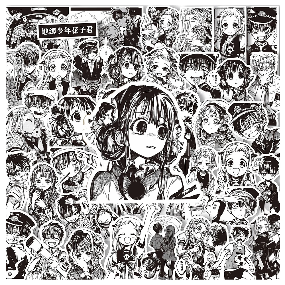 10/30/67pcs Black White Toilet-bound Hanako-kun Anime Stickers Cartoon Decals for Suitcase Helmet Phone Cool Manga Sticker Decor