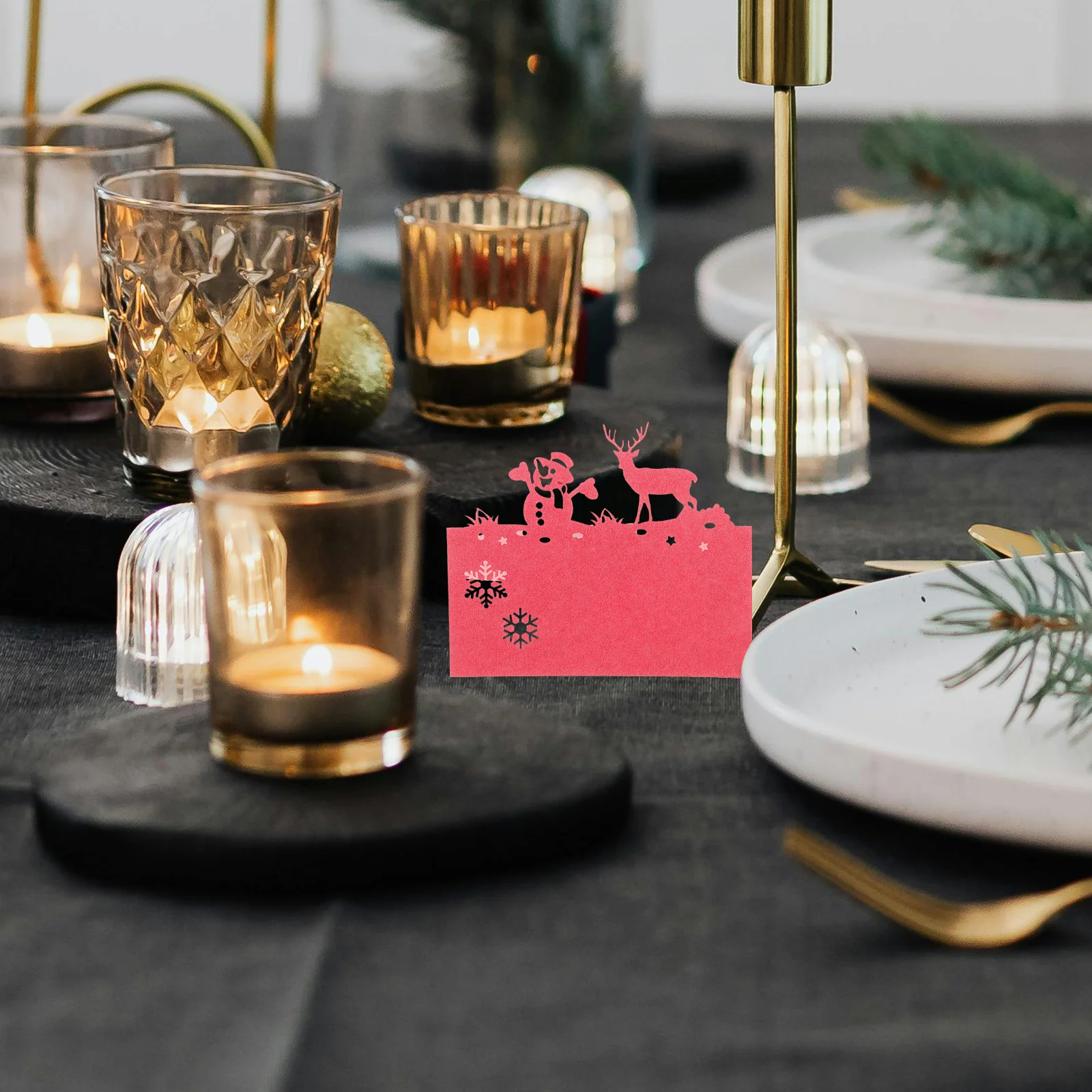 

50pcs Seat Christmas Table Name Tags Holiday Party Seating For Wedding Dinner Table Place Cards Paper Tent Cards Festive Event