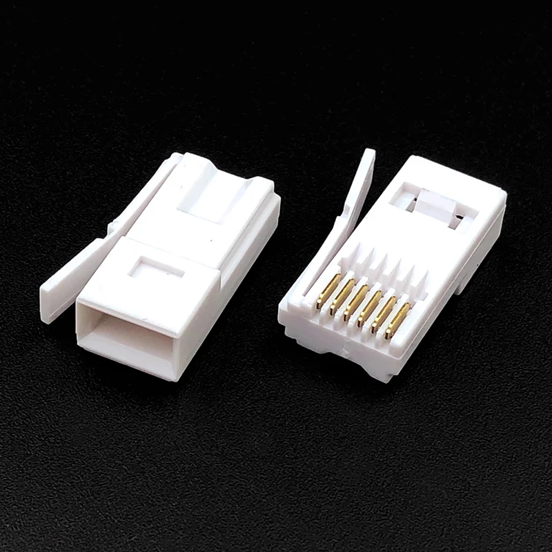 10PCS UK British telephone line 6P6C crystal connector - six-core, left side spring clip - British plug