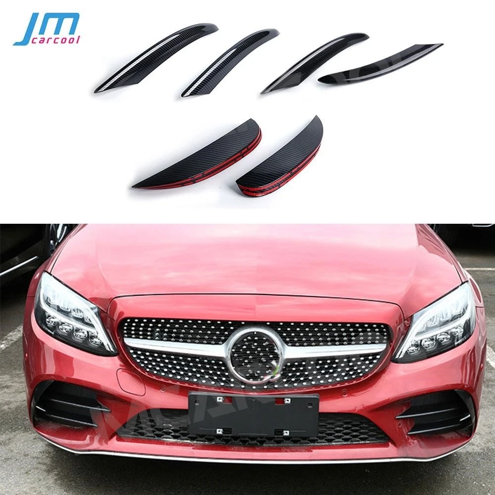 

Carbon Fiber For Benz C Class W205 C205 2019+ Front Fog Lamp Strip Trim Cover Sticker ABS Air Intake Grille Slats Trim