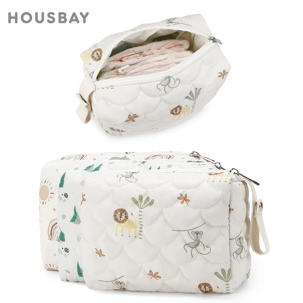 Baby Diaper Bag Waterproof Nappy Bag Reusable Wet/Dry Storage Handbag For Stroller Travel Mommy Pouch Rainbow Printed