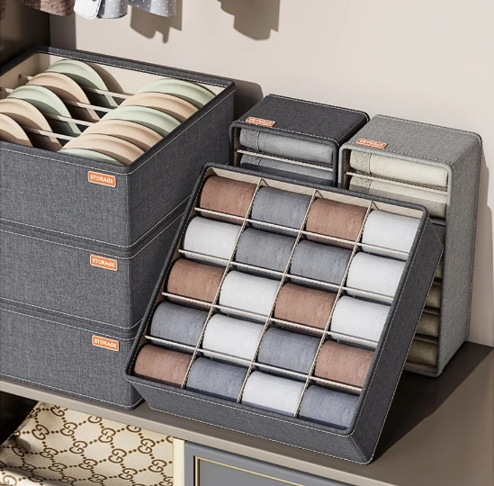 1pc 회색 속옷 보관 상자 양말 속옷 보관 서랍 부문 다기능 가정용 옷장 분류