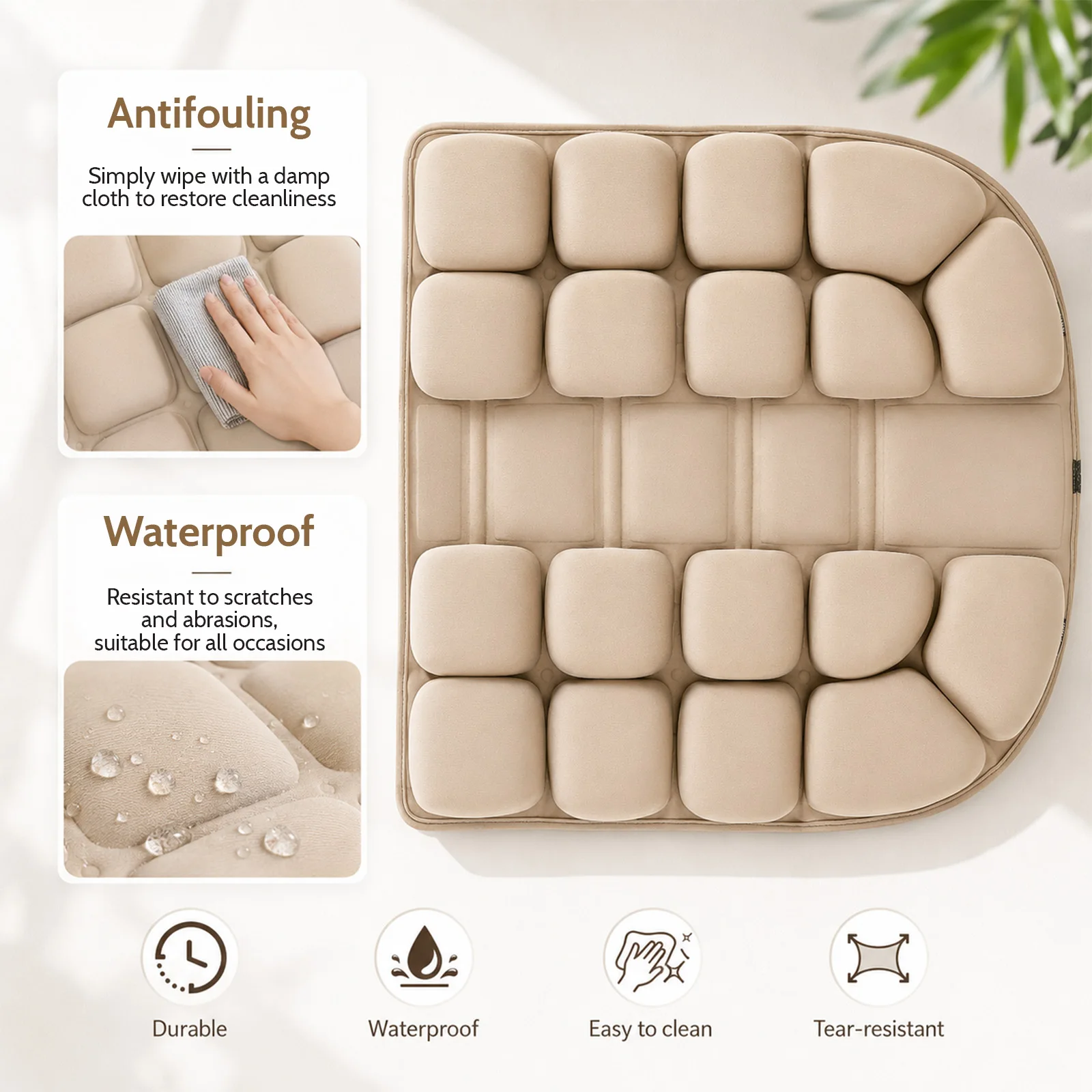 Coussin de siège anti-escarres 44x42cm avec 30 chambres d'air, coussin de siège gonflable orthopédique ergonomique, pour soulager le coccyx après une longue période assise, pour voiture, bureau, maison, fauteuil roulant et chaise