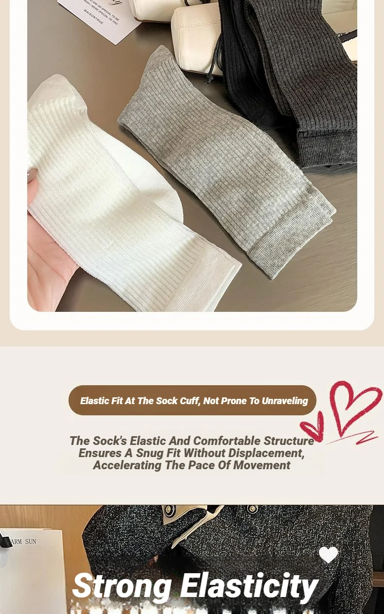 Damenmode-Socken, koreanische einfarbige, gestreifte Wadensocken, schlicht, für Frühling und Sommer, atmungsaktiv, bequem, Stapelsocken, mittelgroß bis klein – Detail 15