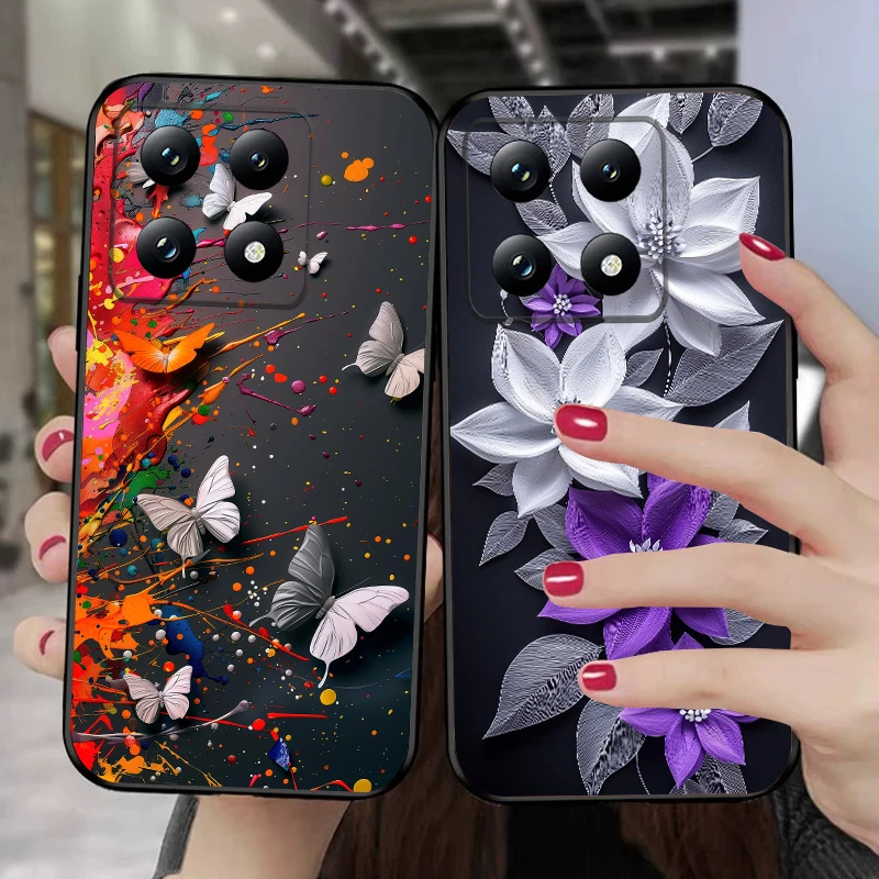 Масляная белая бабочка для Xiaomi Poco X7 M7 Pro 5G M5 X4Pro 4 6 4G 5S M4Pro 5G C65 75 F6 F5 X6 5 X5 F7 Ultra 4G мягкий чехол для телефона