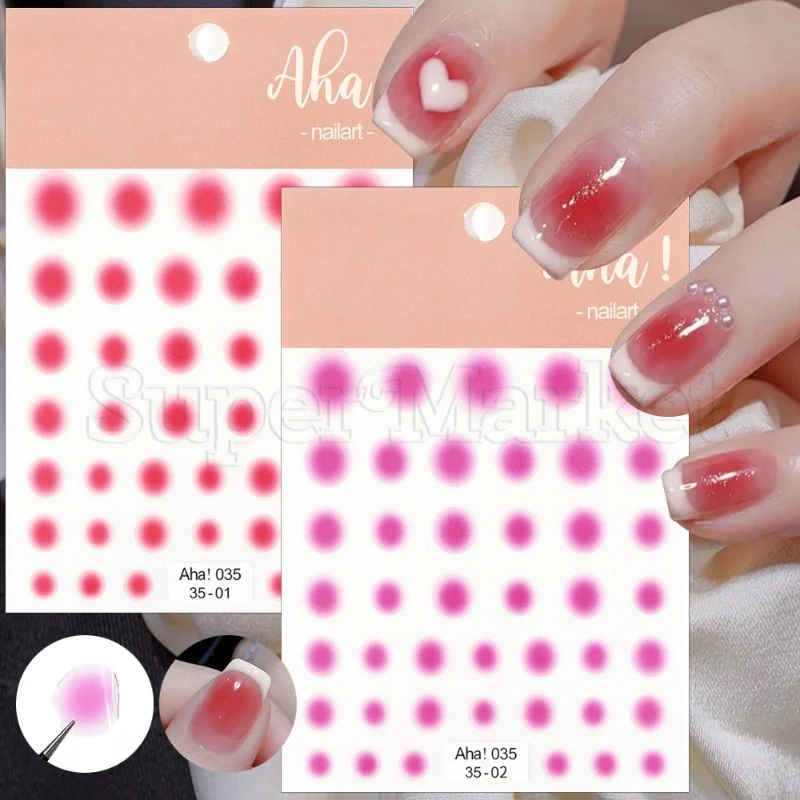 3d Doorschijnende Blush Gradiënt Nail Art Stickers Zelfklevende Regenboog Kleur Blush Schuifregelaars Bloeiende Gradiënt Nagels Stickers Salon