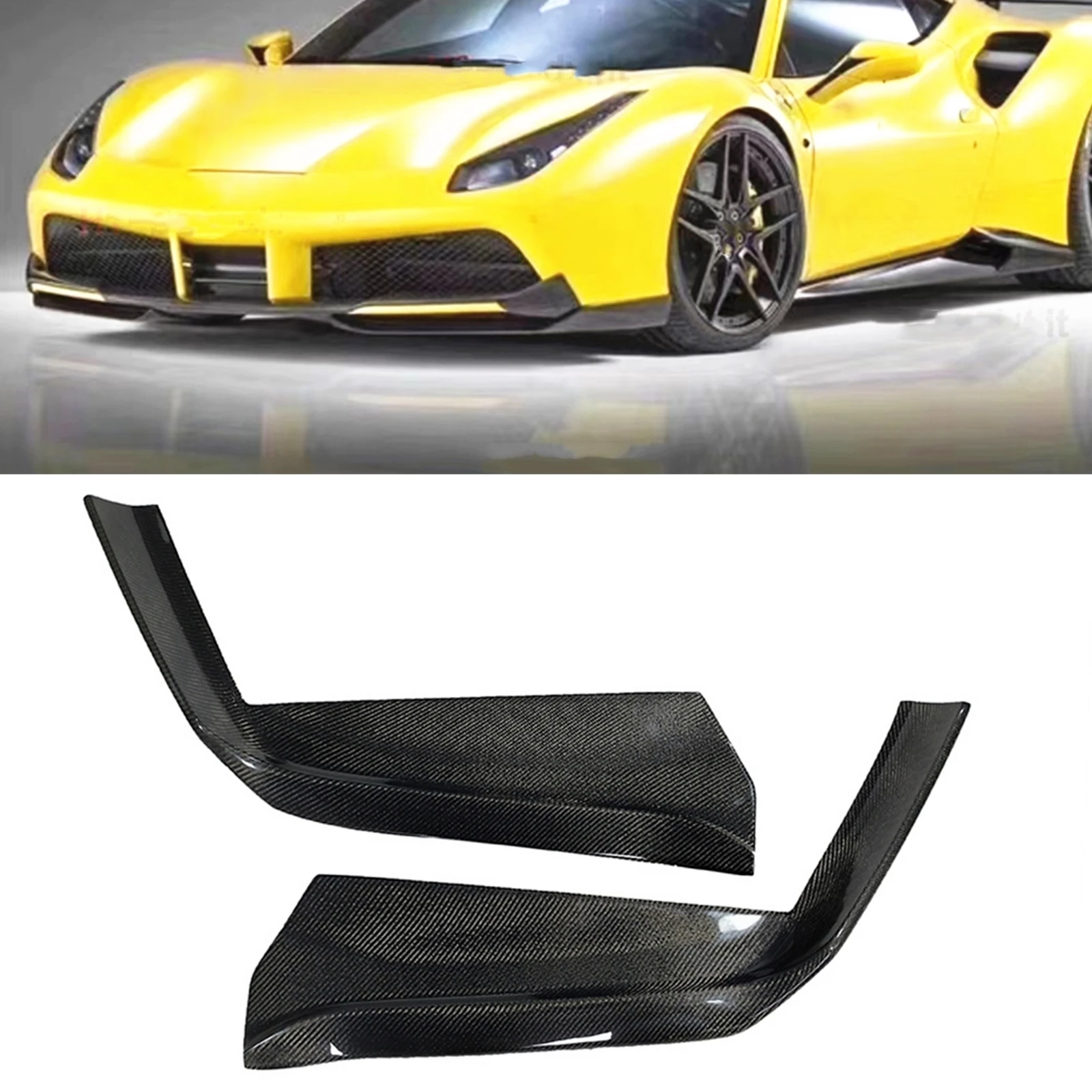 

Front Bumper Side Cover Lip Spoiler Guard Corner Splitter Trim For Ferrari 488 GTB Spider 2016 2017 2018 2019