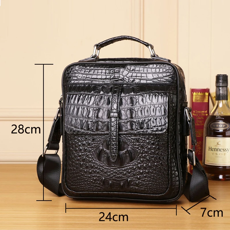 Bolso de piel de cocodrilo auténtica, maletín de gran capacidad para hombre, bolso cruzado de negocios, bolso de moda para hombre, bolso de Cuero de vaca real