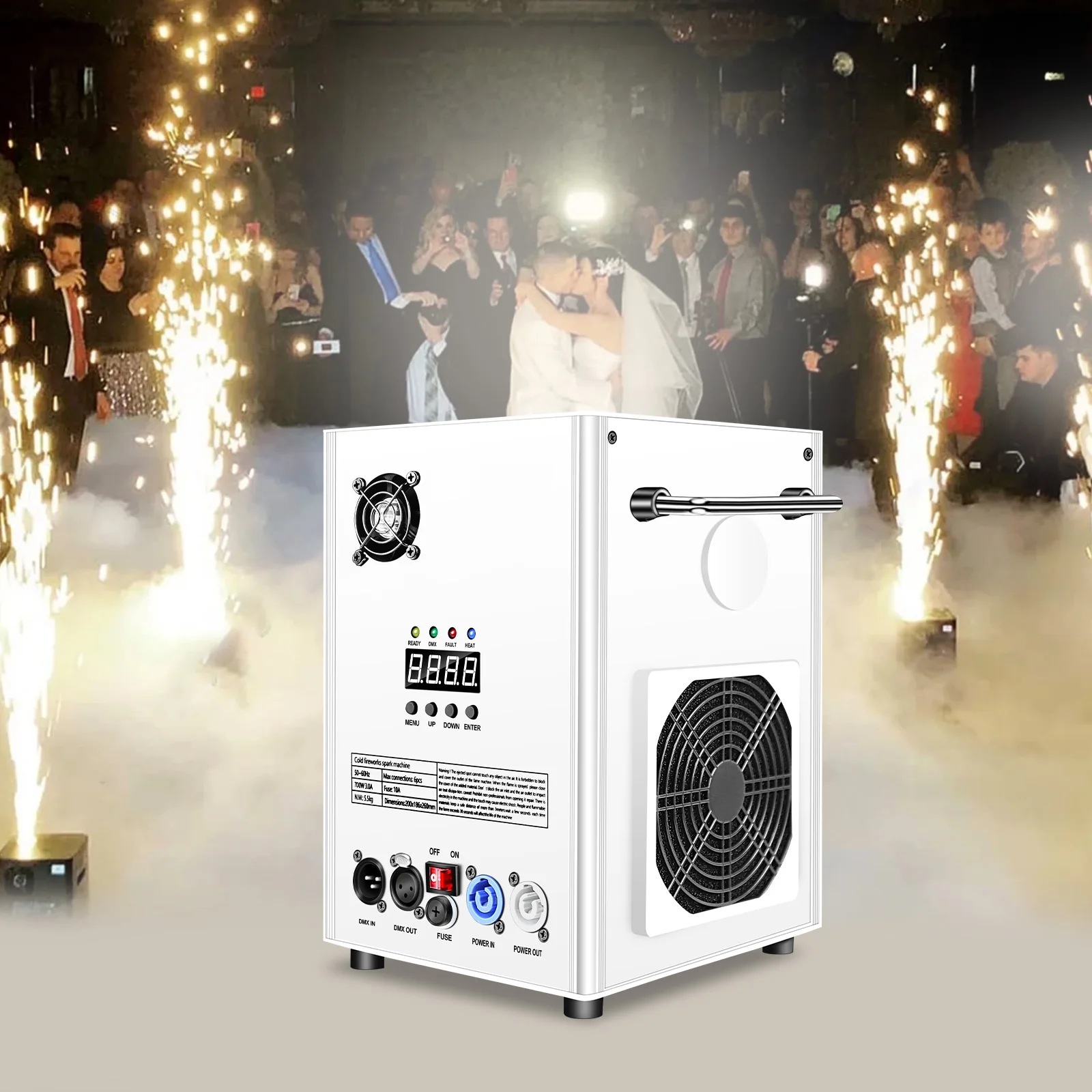 700W White Case Stage Effect Cold Spark Machine Stage Fireworks Cold Pyro Machine For Wedding Party Event