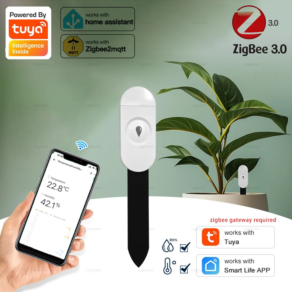 Tuya Zigbee Soil Moisture Tester Temperature and Humidity Sensor Thermo Hygrometer Home Automation Garden Irrigation Detector