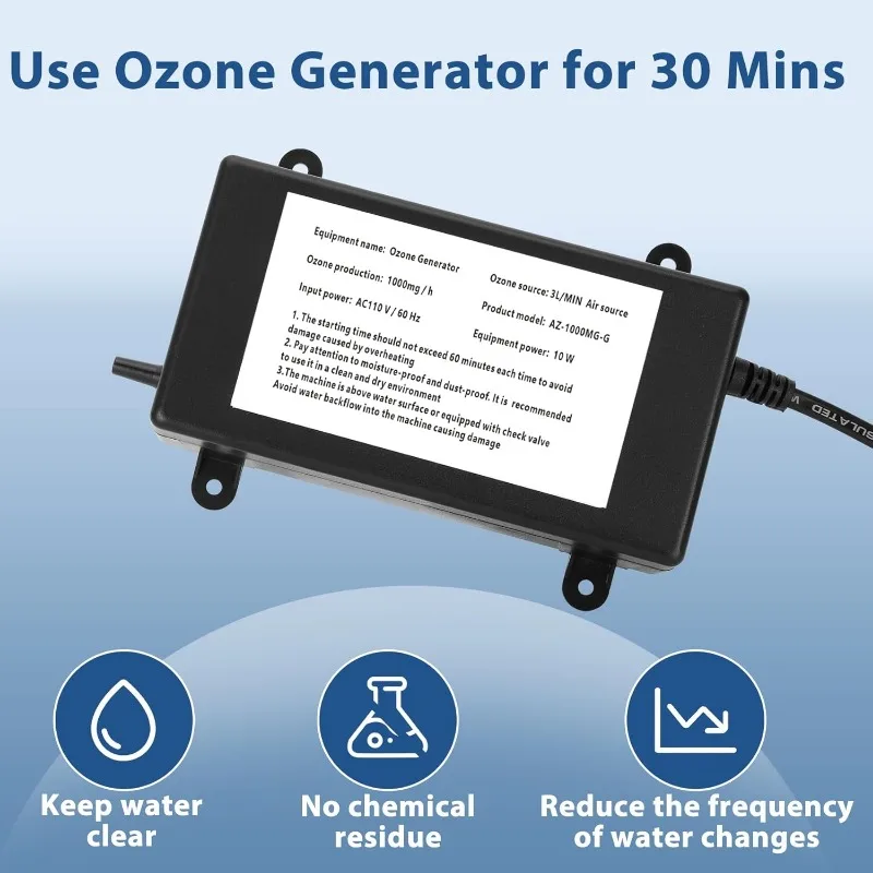 مولد أوزون 1000 ملغ/ساعة مولد أوزون ماء للحمام على الجليد، سبا، حوض استحمام ساخن، حمام سباحة نظيف طازج AC110V AC220V قابس الاتحاد الأوروبي الأمريكي