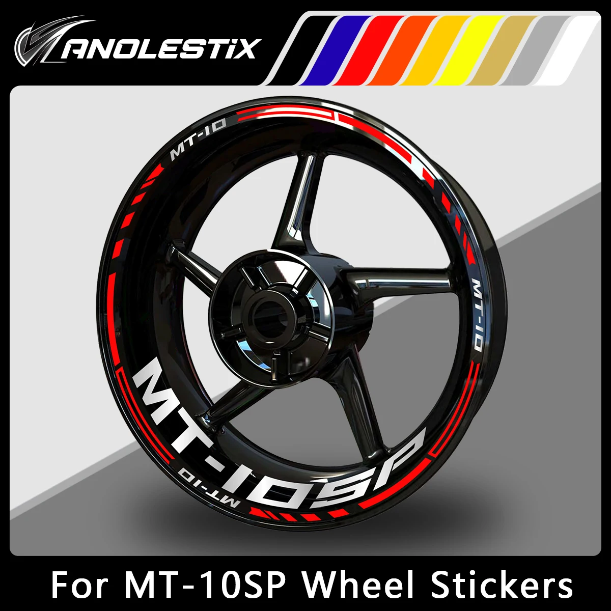 AnoleStix-Etiqueta reflexiva da roda da motocicleta, Hub Decal, Rim Stripe Tape para Yamaha MT-10SP, MT10SP