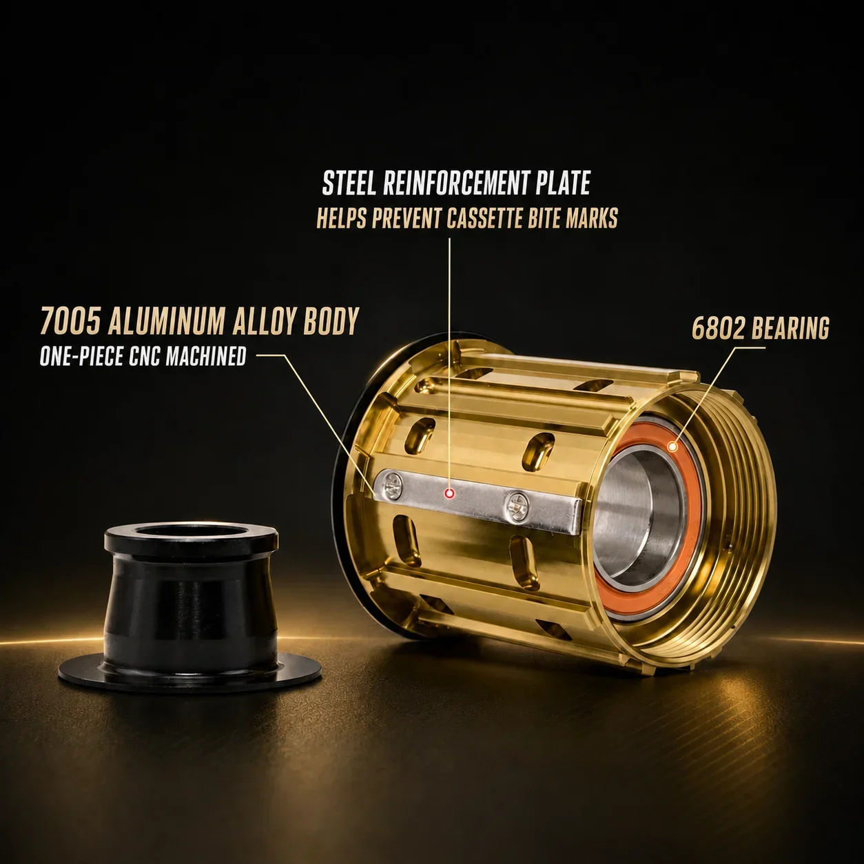 GOLDIX 7005 Aluminium-Freilaufkörper mit Doppel-6802-Lagern für R241 M241 Rennrad MTB HGR XDR MSR HG XD MS Nabenersatz – Detail 2