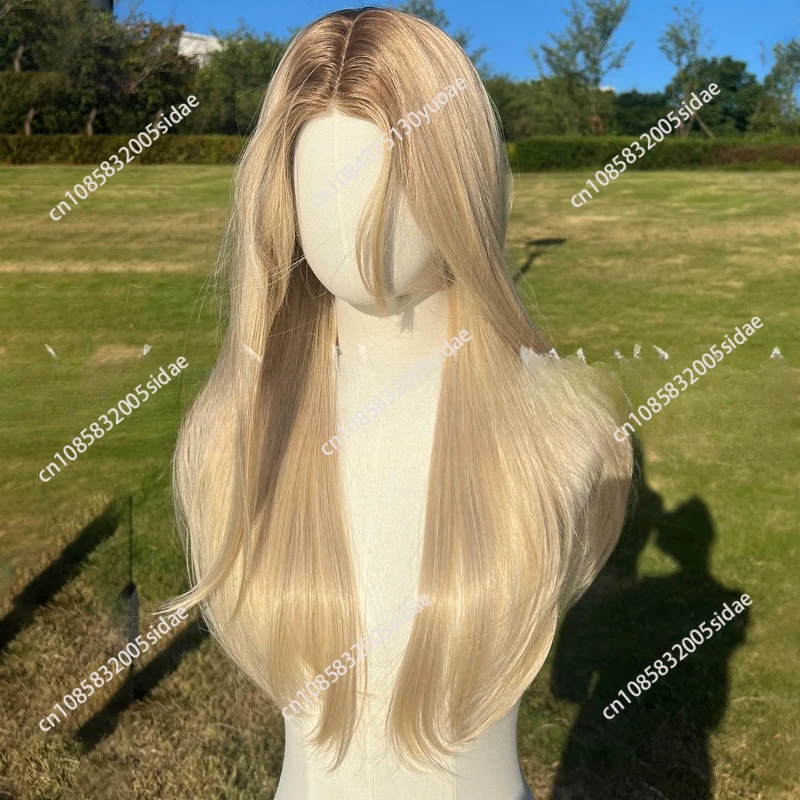 Popular 6 * 0.5CM small lace brown and gold natural straight hair, suitable for daily wear of chemical fiber wigs