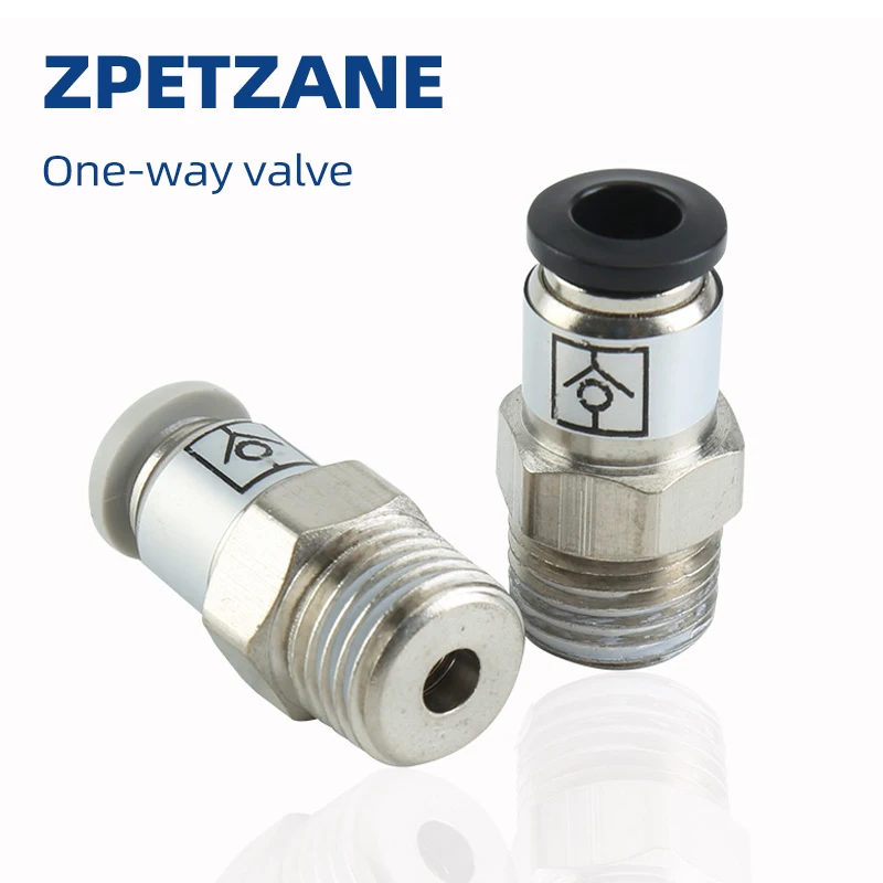 

SPC One-way Valve Pneumatic Fittings Brass Nickel Plated External Thread Straight Through Quick Connector 4/6/8/10/12mm