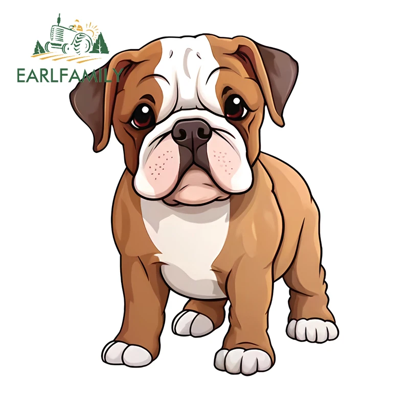 EARLFAMILY 13cm x 10.3cm for Cute Bulldog Dog Car Sticker Animal Car Styling Refrigerator Decal Amusing Air Conditioner Graphics