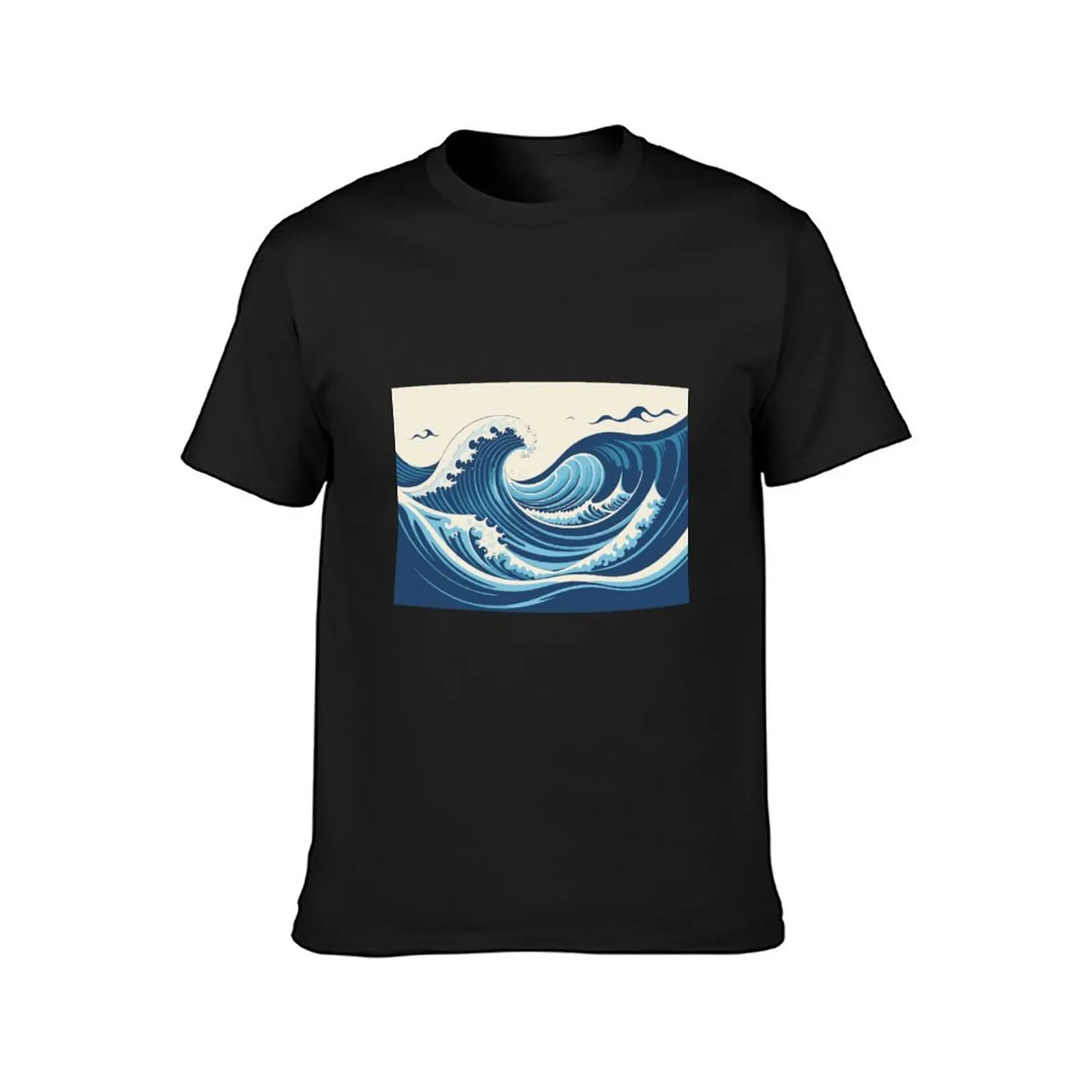 Sensational big waves illustration T-Shirt anime figures baggy shirts tees t shirts for men graphic