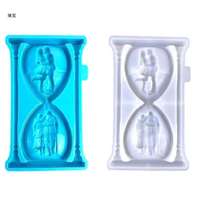 X5QE Couple Sand Timer Mold Hourglass Silicone Mould Exquisite Crystal Droplets Casting Molds for DIY Lover