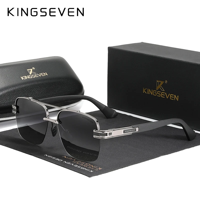 KINGSEVEN New Design Sunglasses For Men Polarized Gradient Women Sun Glasses Semi-Rimless Square Half-Frame Retro Eyewear 2023