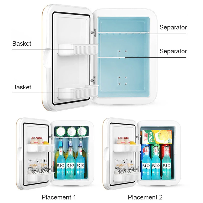 Mini Refrigerator Portable Dual-use Compressor Refrigerators Single Door Small Fridge Skin Care Cosmetic Fridges For Car Home