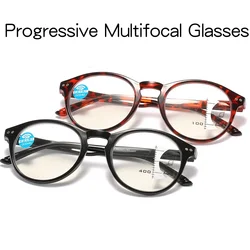 HD Ultralight Multifocal Reading Glasses Transparent Vintage Blue Light Blocking Computer Eyewear Retro Presbyopia for Men Women
