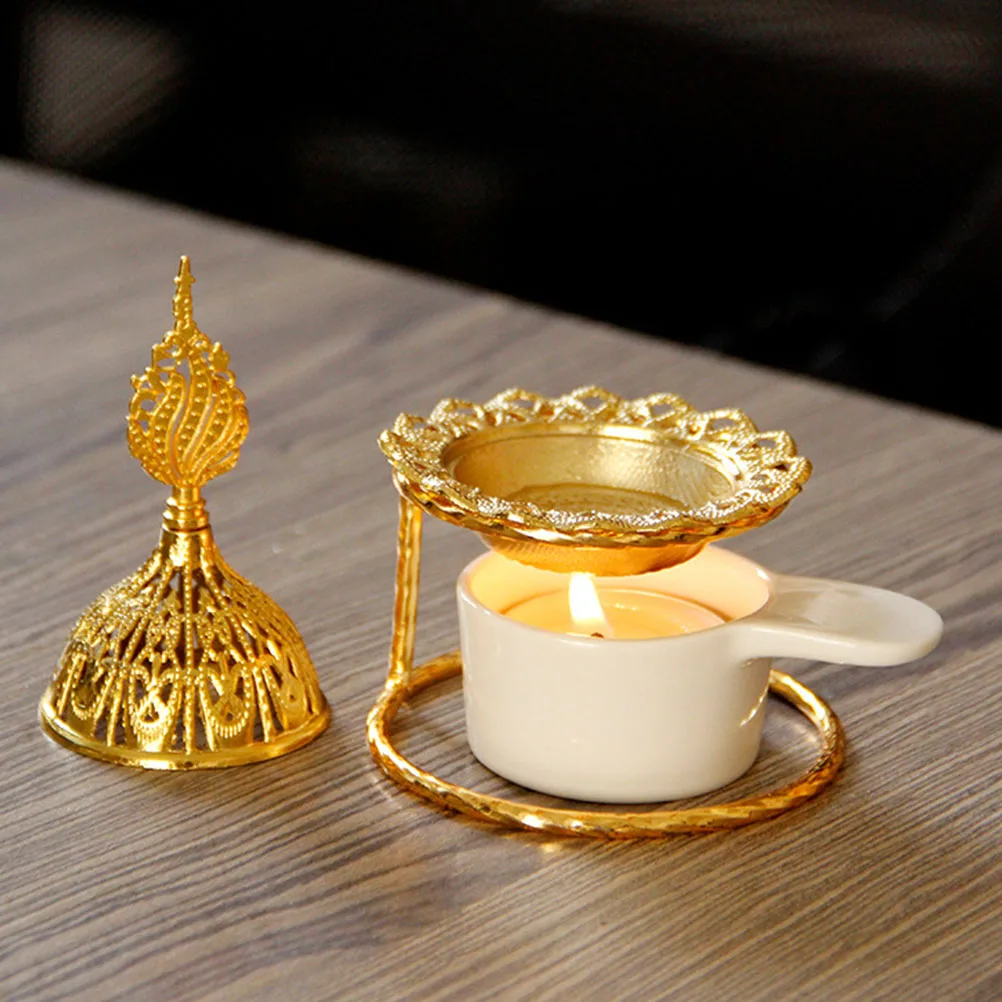 

Ceramic Holder Gold Essential Oil Burner Tealight Wax Warmer Oil Burner for Home Decoration Tealight Wax Warmer