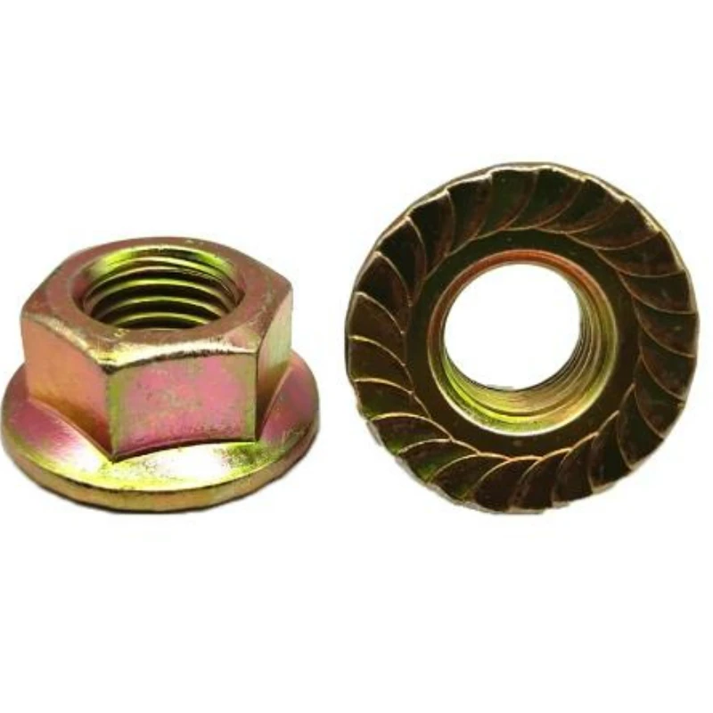 5/10/20pcs M10 M12 M14 M16 10.9 Grade Colored Iron Plated Galvanized Hexagon Flange Nut Knurled with Toothed Non-slip Nuts