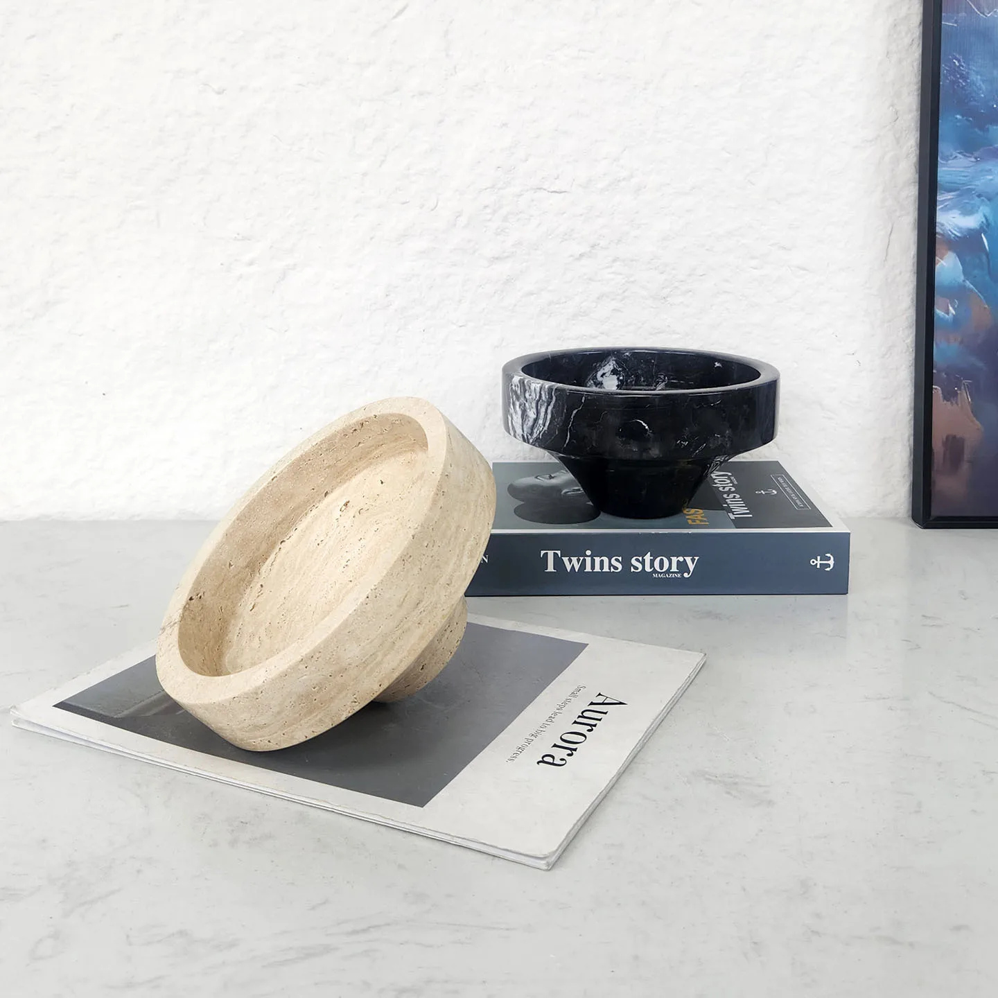 Modern Marble Fruit Bowl Tray Living Room Coffee Table Decor Home Storage Organizer