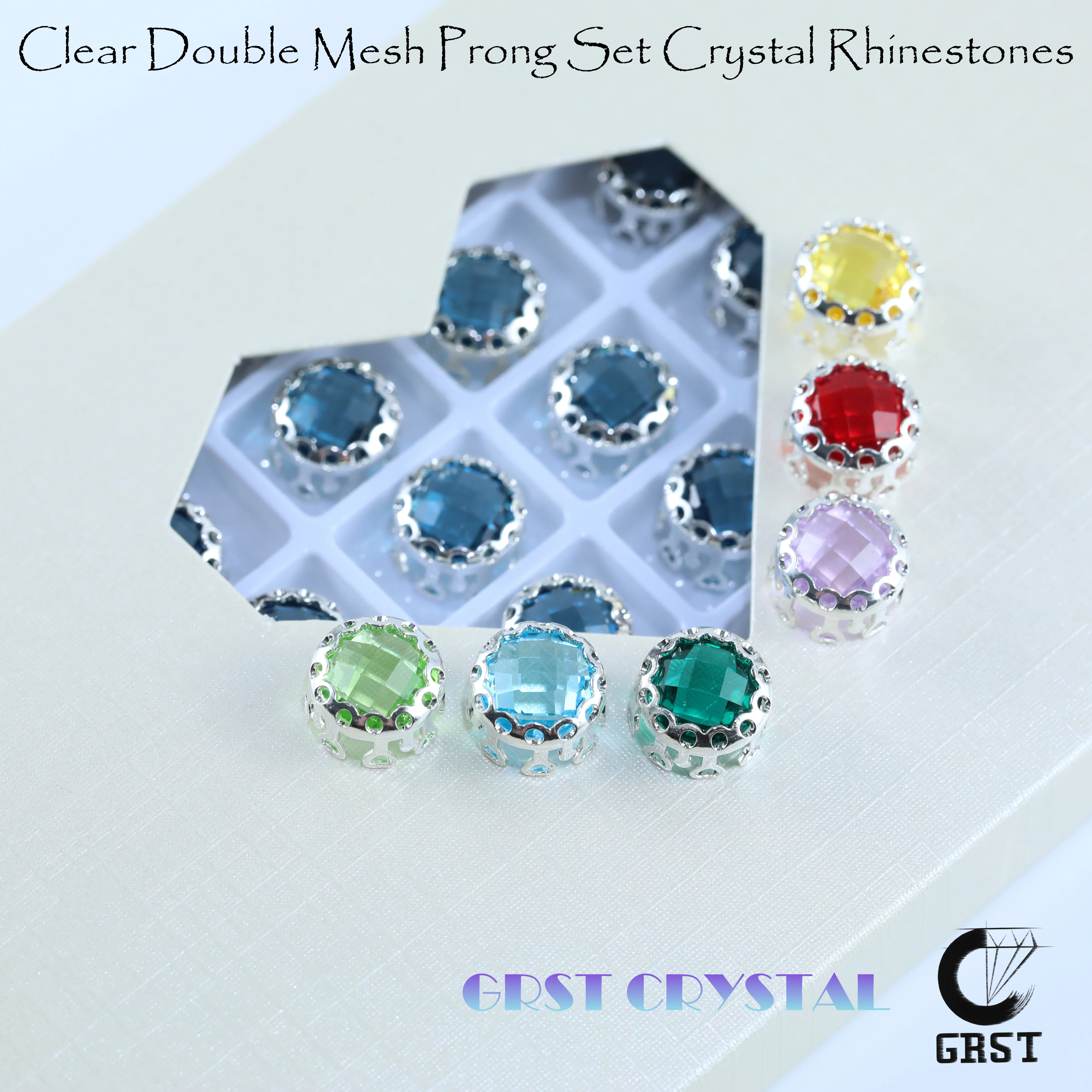Unfoiled Clear Crystal Lace Claw Rhinestones Double Mesh Base Transparent Glass Stones for Garment Embellishment DIY Craft