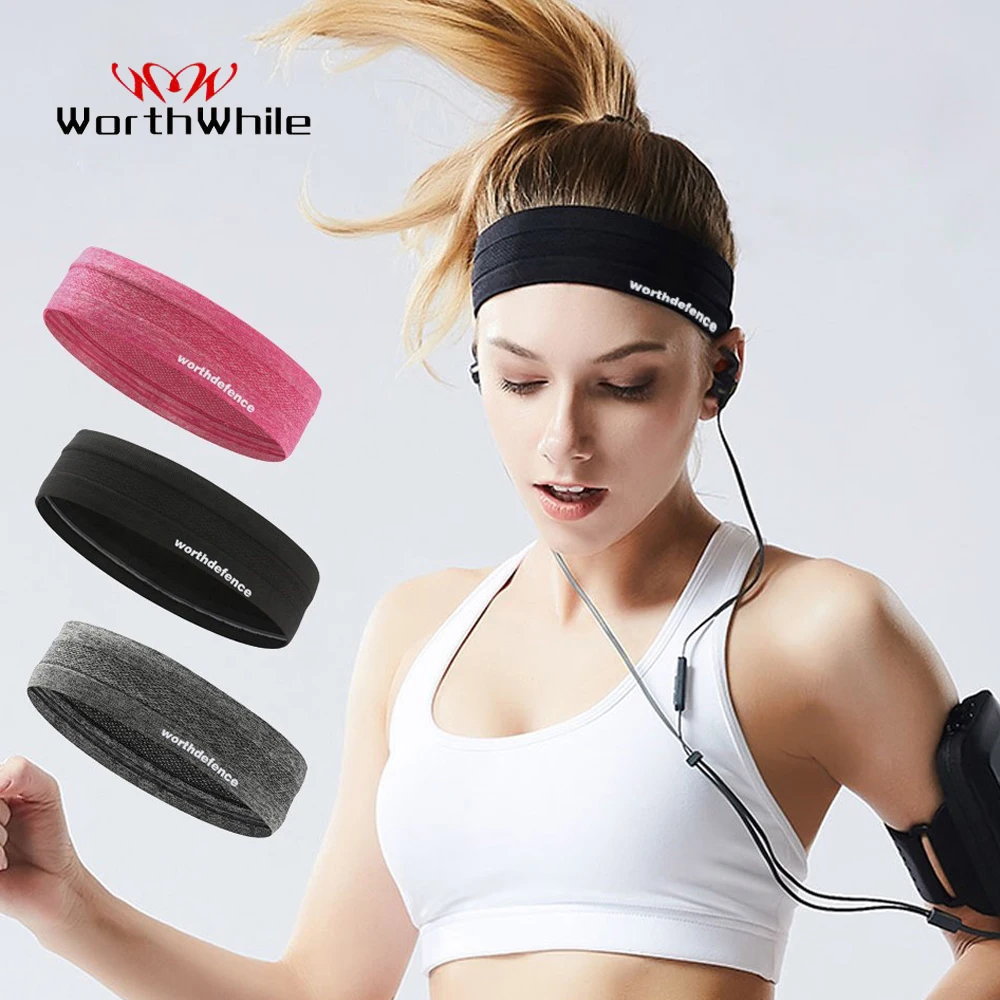 WorthWhile Sweatband Sports Gym Athletic Headband Anti-Slip Women Men Breathable Basketball Fitness Yoga Volleyball Hair Band