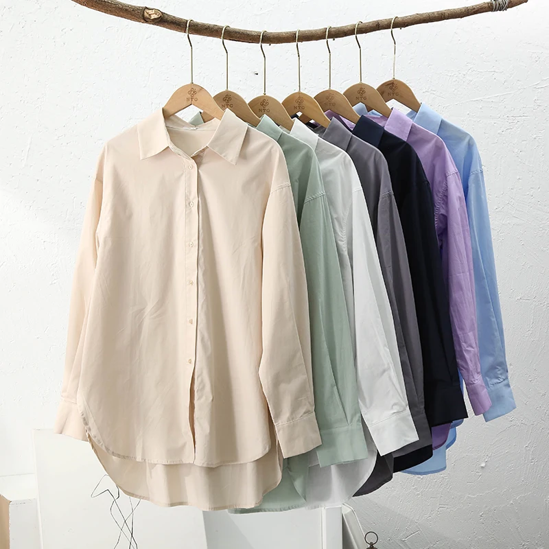 Oversized 100% Cotton Elegant Women Shirt Casual Loose Long Sleeve Button Up Shirts Harajuku Chic Office Lady Blouses Camisas