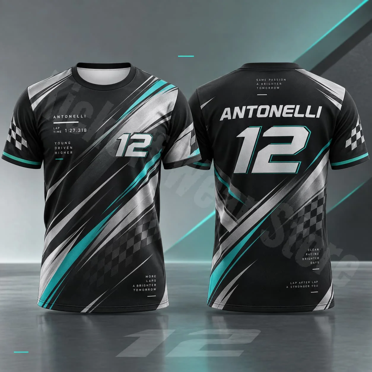Antonelli 12 Herren-T-Shirt, Sommer-Rennsport-Design, Grafik-T-Shirt, lässige Streetwear, T-Shirt für Motorsport-Fans, Unisex, für Damen und Herren, zum täglichen Tragen. – Detail 4