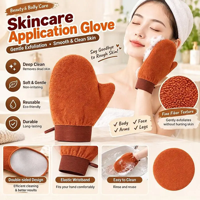 1/2Pcs New Tan Mitt Body Lotion Glove Self Tanning Mitt Double Sided Prevents Sticky Hands Applicator Portable Quick Dry Flockin