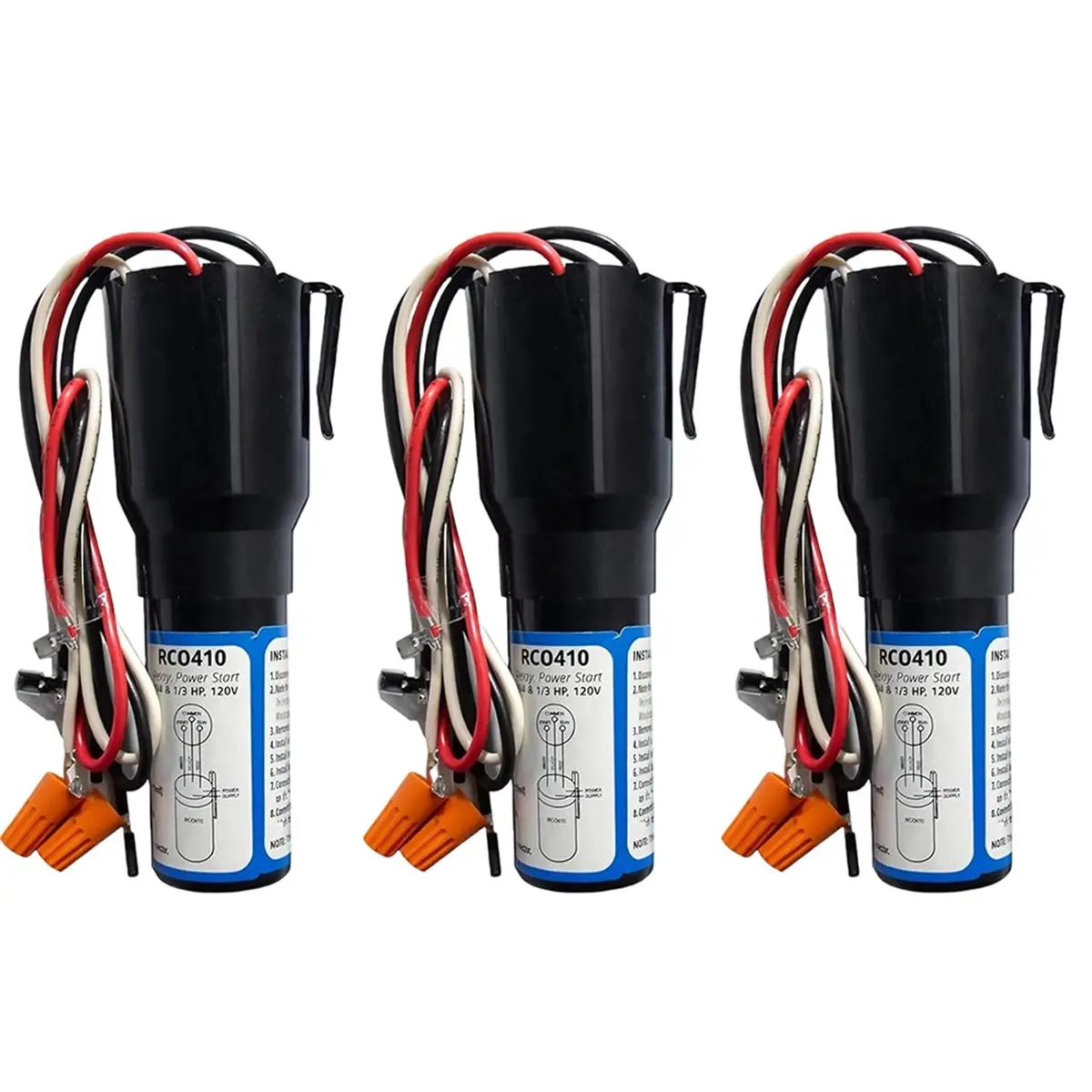 DT38 1set/3pcs for RCO410 Compressor Hard Capacitor Kit for Refrigerators & Freezers 1/4-1/3 for 115VAC