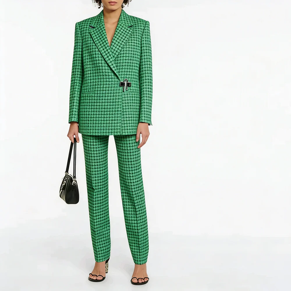 

Luxury Notch Lapel Women's Suits High Quality Straight 2 Piece Jacket Pants Female Clothing Evening Party Blazer Outfits