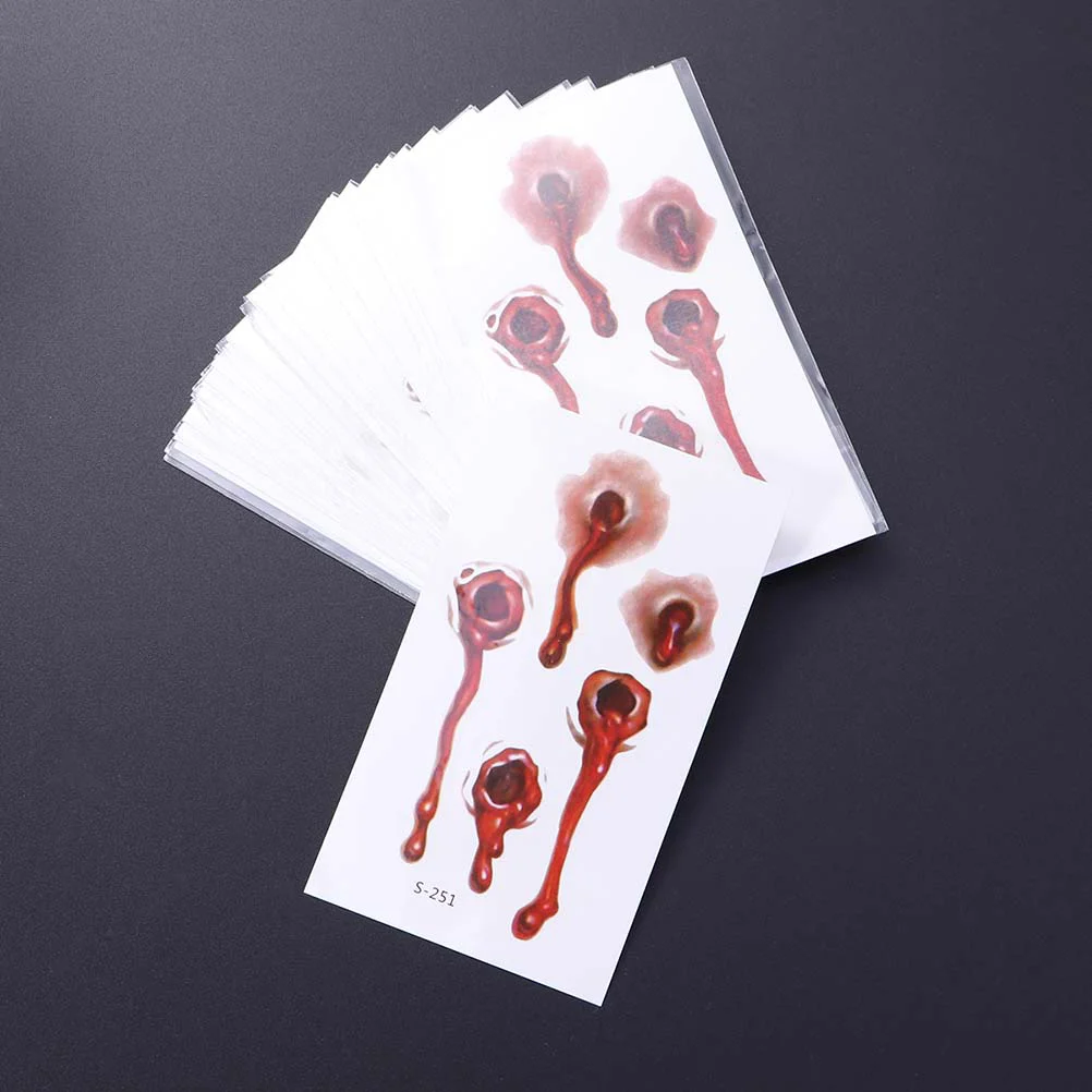 20pcs Halloween Bloody Wounds Scars Stickers Decals Waterproof Realistic Wounds Temporary Stickers (Red)