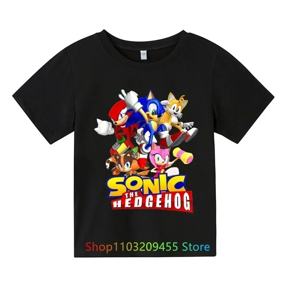 Kawaii Super Sonic T Shirt Cartoon Game Short Sleeve Boys Girls Harajuku T-Shirt Kids Tshirts Funny Tees Tops Children Clothing