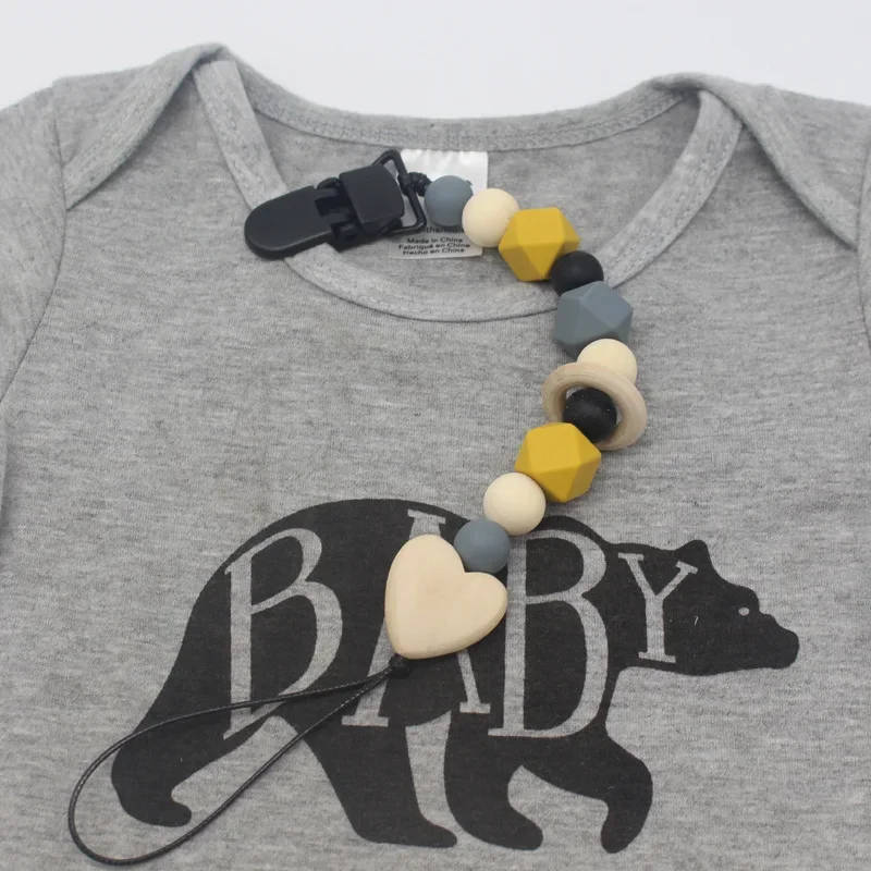 Baby Boy Pacifier Clip Chain Retro European Style Solid Color Nipplt Clip Chain Silicone Beech  Pacifier Chain Baby Accessories
