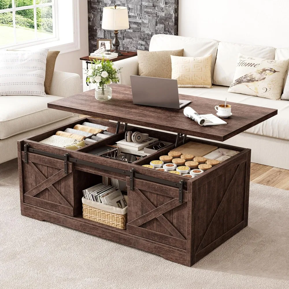 Coffee Table for Living Room Large Farmhouse Coffee Table with Lifting Top Wood Rectangle Sturdy Center Table