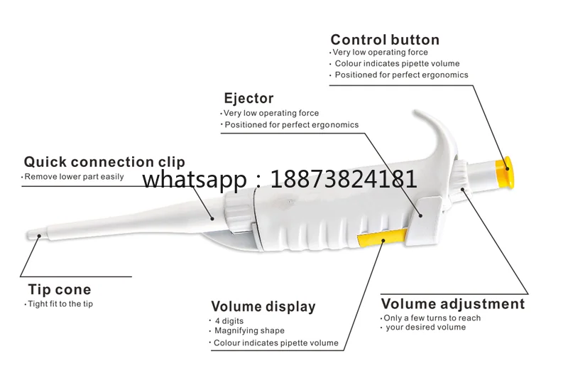 A Series High Precision Portable Single Channel Adjustable-volume Double Knobs 121 Degree Celsius Sterilizationmicro Pipette fas