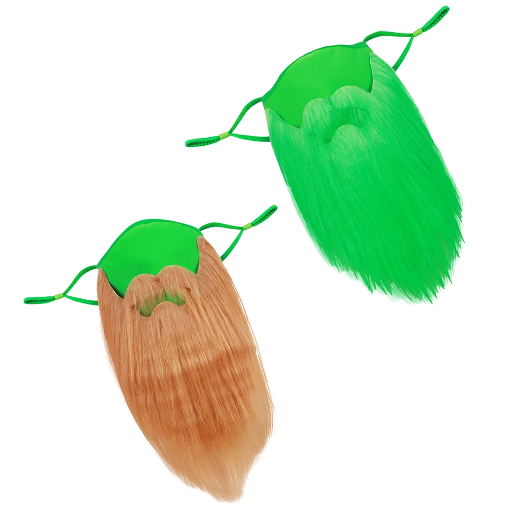 

2pcs Funny Beard Mask Face Decorative Cover St. Patrick'S Day Carnival Prank Prop Washable Cotton Filter Anti-Dust Haze Face