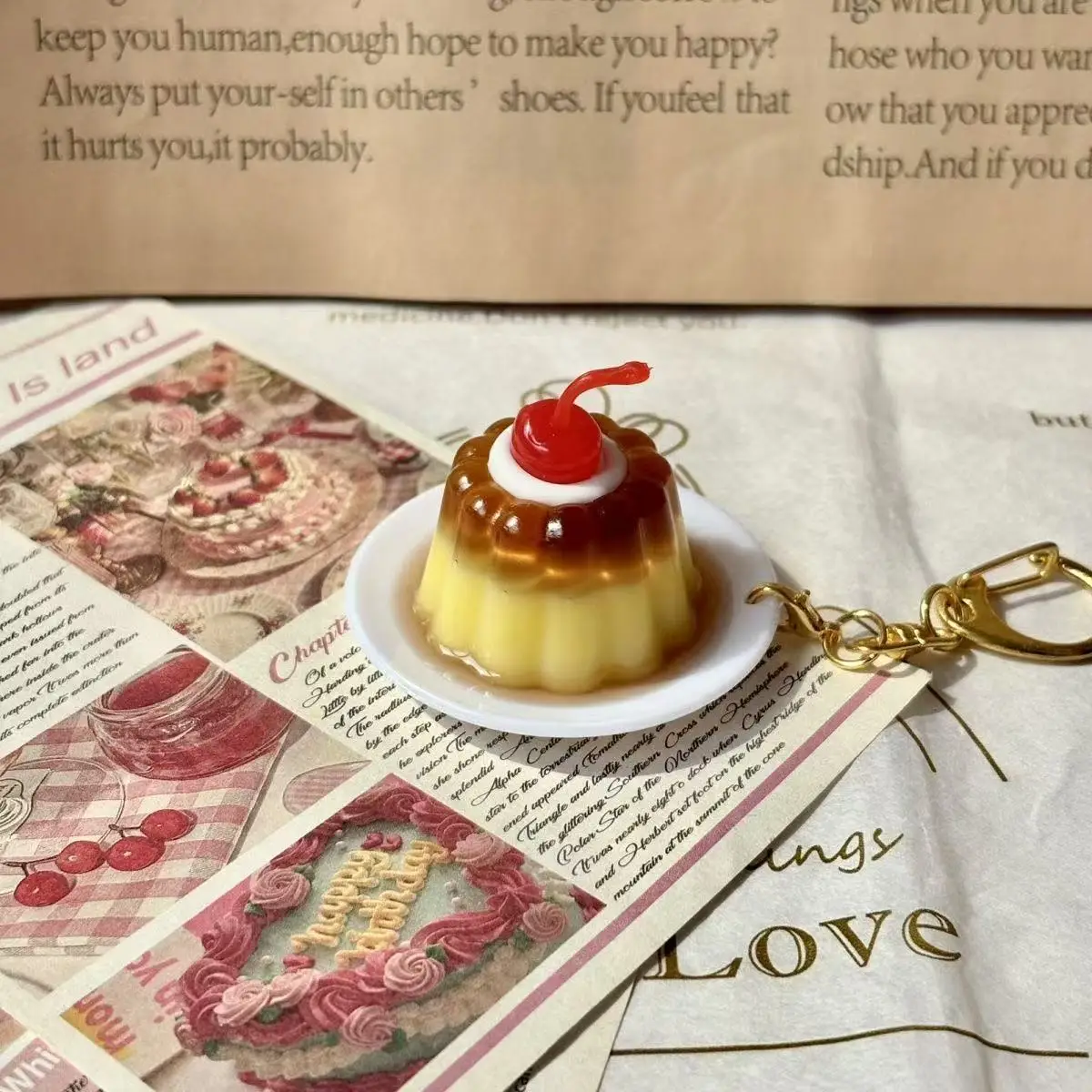 Japanese Pudding Ornaments Two-dimensional Cute Girl Gives Gift To Best Friend Cream Ice Cream Key Chain Japanese Ancient Ins