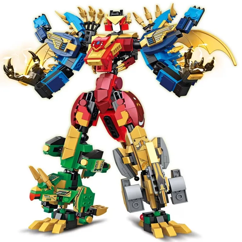 Realistic  Cool 2IN1 Jurassic Mechanical Indominus Rex Dinosaur World Model Mecha Building Blocks Bricks Children Boys Toy Gifts
