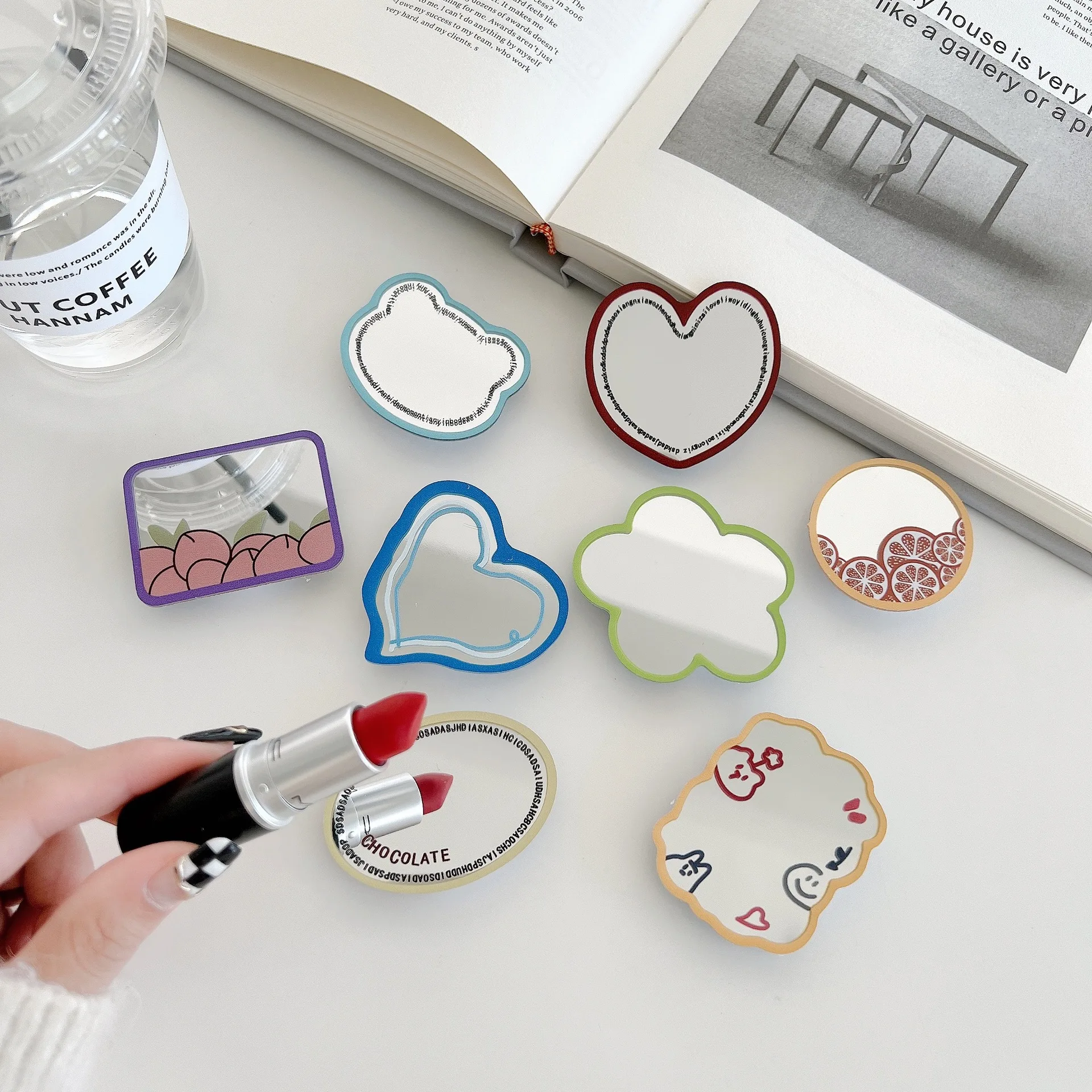 Bonito amor coração compõem espelho suporte de telefone aperto tok coreia titular anel para iphone samsung acessórios suporte do telefone